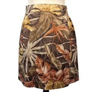 Vtg‎ 80s MAGGY LONDON by Jeannene Booher 6 100% Silk Leaf Print Wrap Mini Skirt